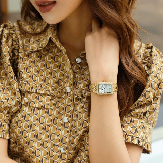 Đồng hồ nữ dây thép Kemil Quartz Rectangle Gold KM2204 - Ảnh 5