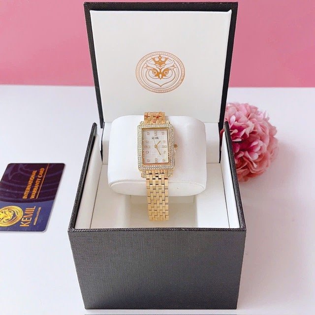 Đồng hồ nữ dây thép Kemil Quartz Rectangle Gold KM2204 - Ảnh 6