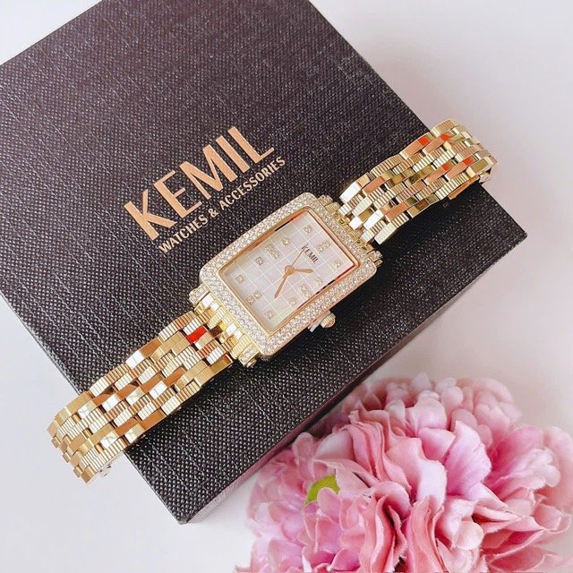 Đồng hồ nữ dây thép Kemil Quartz Rectangle Gold KM2204 - Ảnh 7