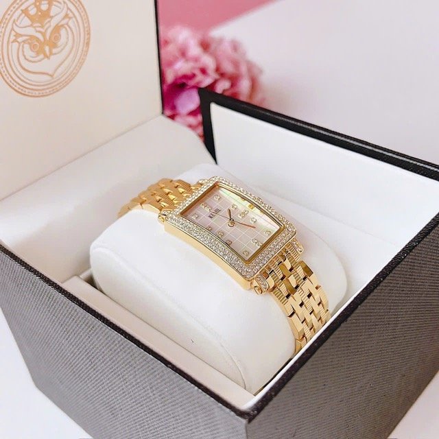Đồng hồ nữ dây thép Kemil Quartz Rectangle Gold KM2204 - Ảnh 10