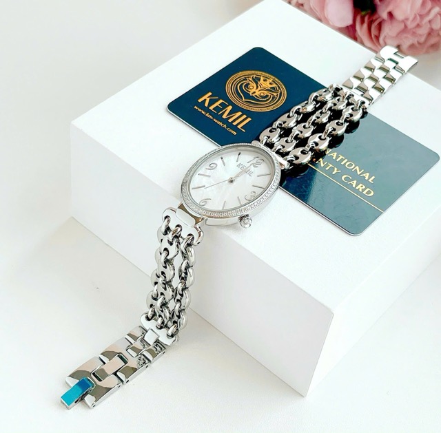 Đồng hồ nữ dây thép Kemil Quartz Calla Silver KM2209