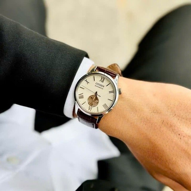 Đồng hồ nam dây da Citizen Automatic Open Heart NH9130-17A - Ảnh 4