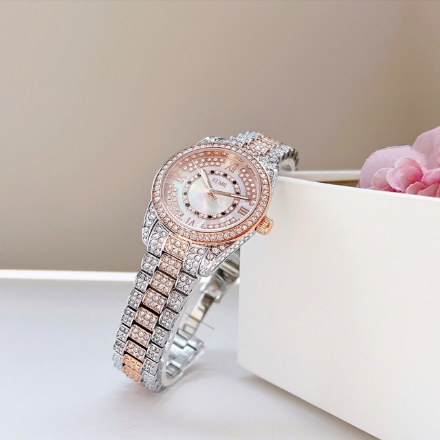 Đồng hồ nữ dây thép Kemil Quartz Demi Rose KM2201