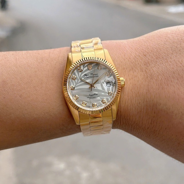 Đồng hồ nam dây thép Olym Pianus Automatic OP89322 Gold Lá cọ - Ảnh 2
