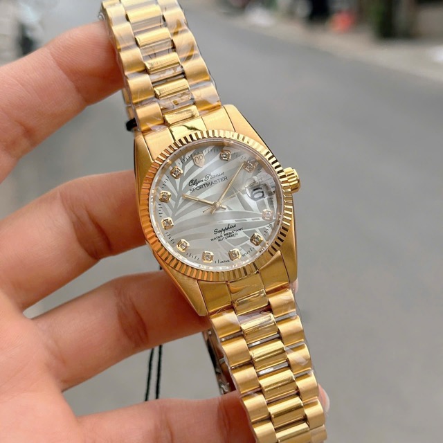 Đồng hồ nam dây thép Olym Pianus Automatic OP89322 Gold Lá cọ - Ảnh 3