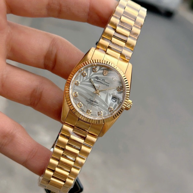Đồng hồ nam dây thép Olym Pianus Automatic OP89322 Gold Lá cọ - Ảnh 4