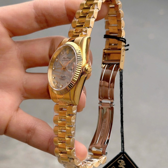 Đồng hồ nam dây thép Olym Pianus Automatic OP89322 Gold Lá cọ - Ảnh 6