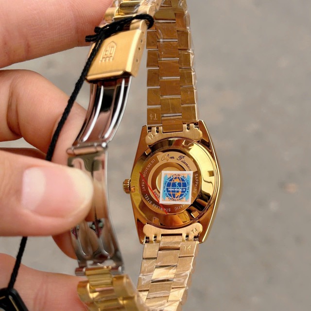 Đồng hồ nam dây thép Olym Pianus Automatic OP89322 Gold Lá cọ - Ảnh 7
