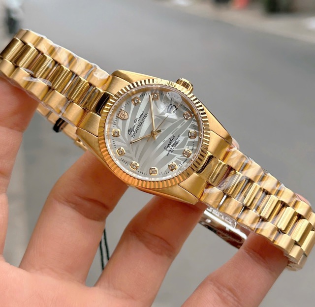 Đồng hồ nam dây thép Olym Pianus Automatic OP89322 Gold Lá cọ - Ảnh 9