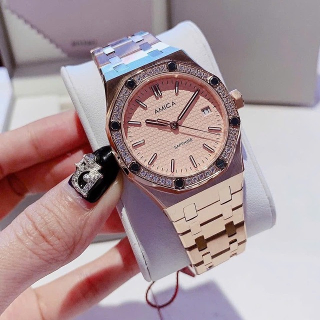 Đồng hồ nữ dây thép Amica Quartz A067 Rose