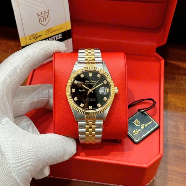 Đồng hồ nam dây thép Olym Pianus Automatic Demi Black Dial OP89322