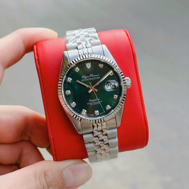 Đồng hồ nam dây thép Olym Pianus Automatic Green OP89322