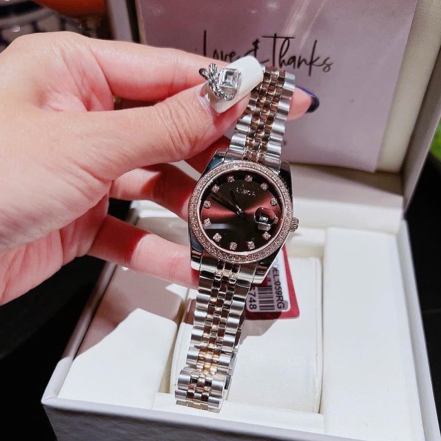 Đồng hồ nữ dây thép Amica Quartz A059 Demi Rose Brown Dial 32mm