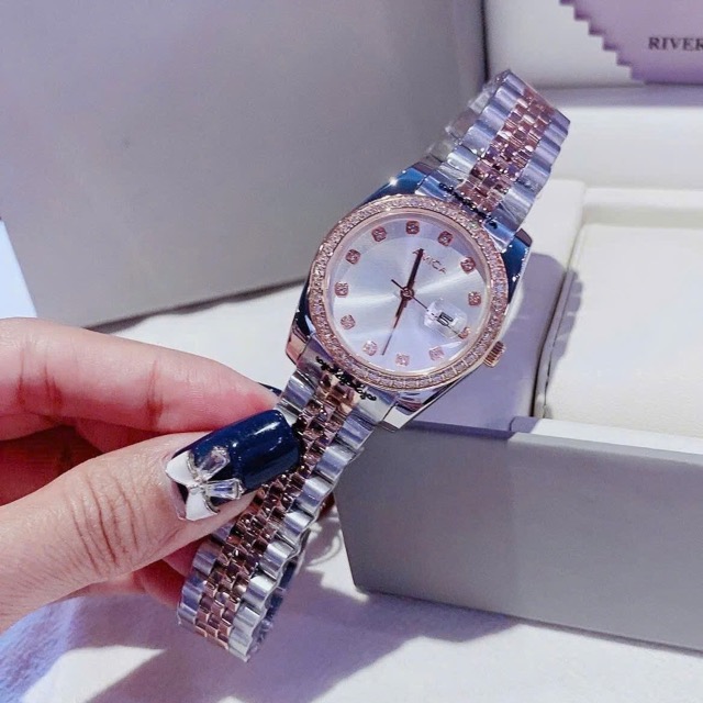 Đồng hồ nữ dây thép Amica Quartz A059 Demi Rose White Dial 32mm - Ảnh 4