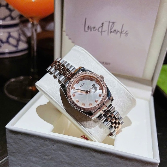Đồng hồ nữ dây thép Amica Quartz A059 Demi Rose White Dial 32mm - Ảnh 6