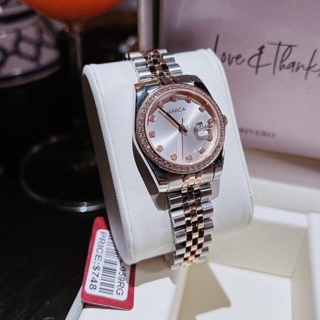 Đồng hồ nữ dây thép Amica Quartz A059 Demi Rose White Dial 32mm - Ảnh 8