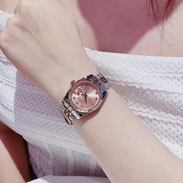 Đồng hồ nữ dây thép Amica Quartz A066C Demi Rose Pink Dial 33mm - Ảnh 2
