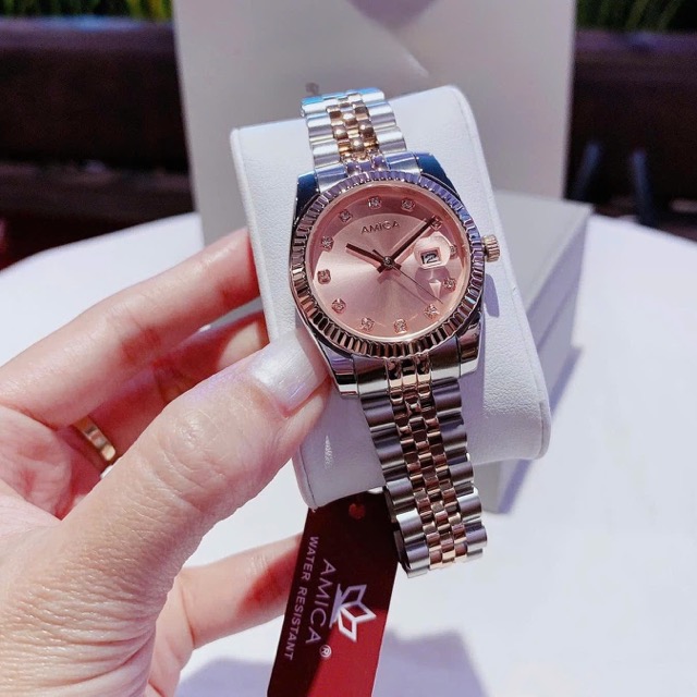Đồng hồ nữ dây thép Amica Quartz A066C Demi Rose Pink Dial 33mm - Ảnh 3