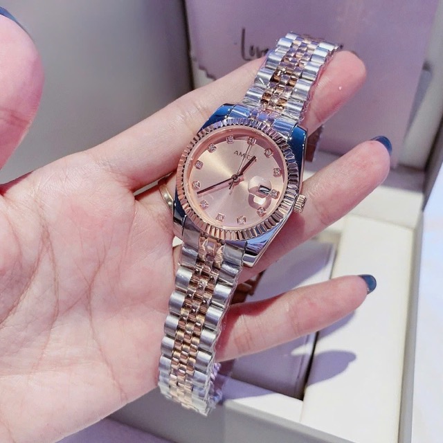 Đồng hồ nữ dây thép Amica Quartz A066C Demi Rose Pink Dial 33mm - Ảnh 4