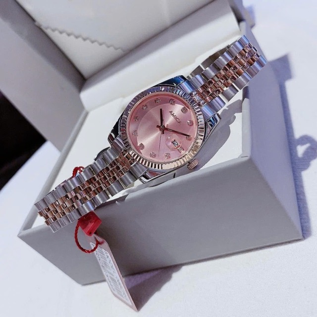 Đồng hồ nữ dây thép Amica Quartz A066C Demi Rose Pink Dial 33mm - Ảnh 7