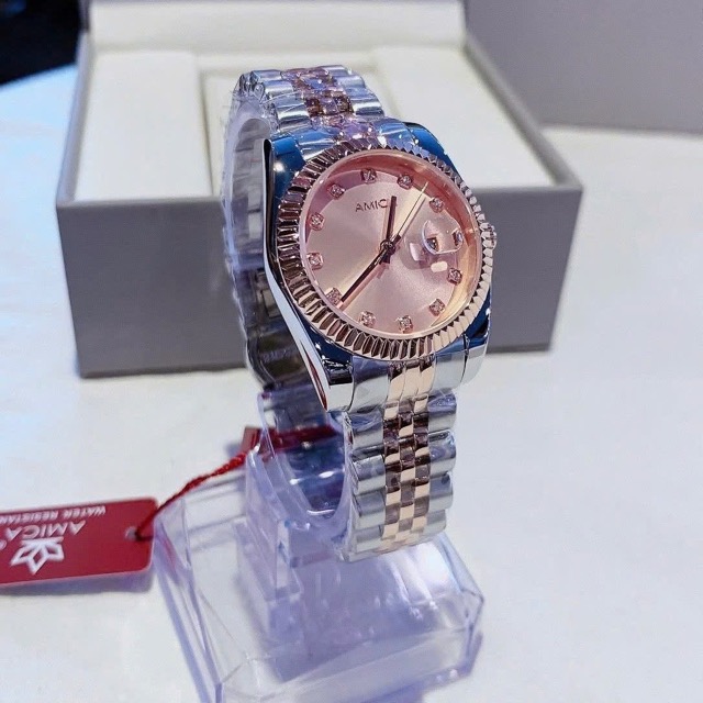 Đồng hồ nữ dây thép Amica Quartz A066C Demi Rose Pink Dial 33mm - Ảnh 8