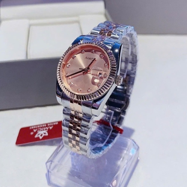 Đồng hồ nữ dây thép Amica Quartz A066C Demi Rose Pink Dial 33mm - Ảnh 9