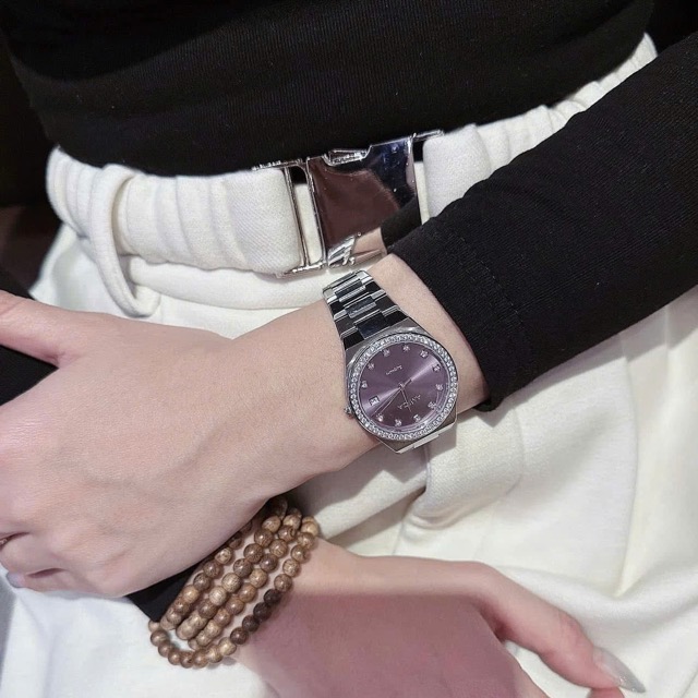 Đồng hồ nữ dây thép Amica Quartz A071 Silver Purple Dial 33mm - Ảnh 5