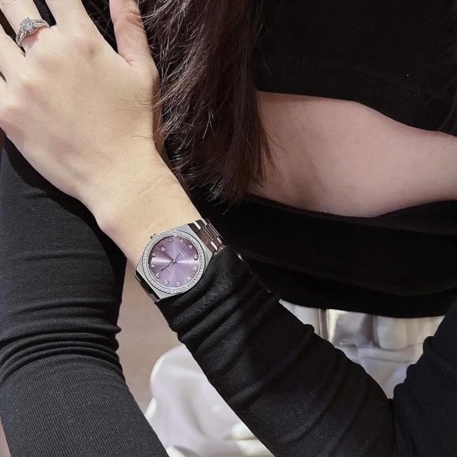Đồng hồ nữ dây thép Amica Quartz A071 Silver Purple Dial 33mm - Ảnh 6