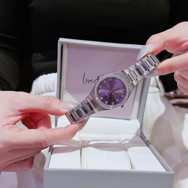 Đồng hồ nữ dây thép Amica Quartz A071 Silver Purple Dial 33mm - Ảnh 9