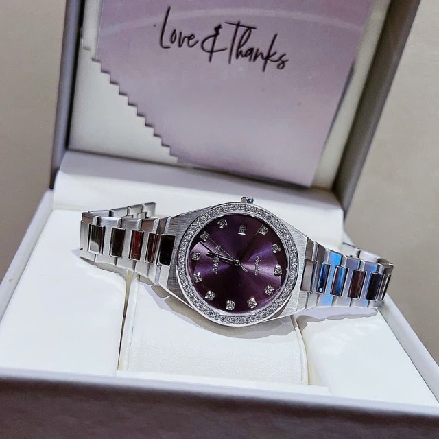 Đồng hồ nữ dây thép Amica Quartz A071 Silver Purple Dial 33mm - Ảnh 10