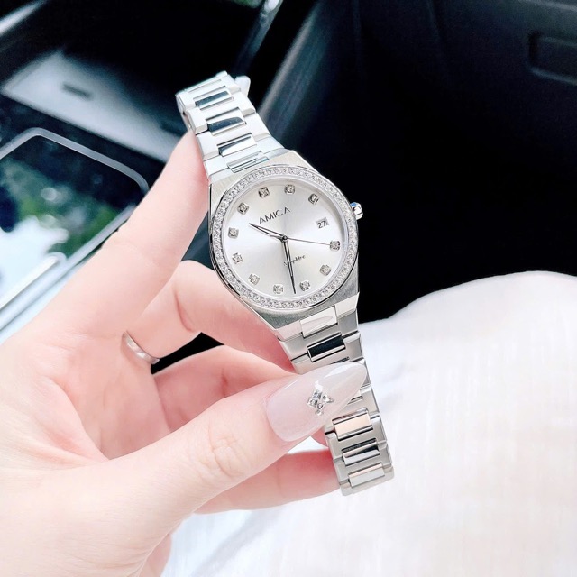 Đồng hồ nữ dây thép Amica Quartz A071 Silver White Dial 33mm - Ảnh 6