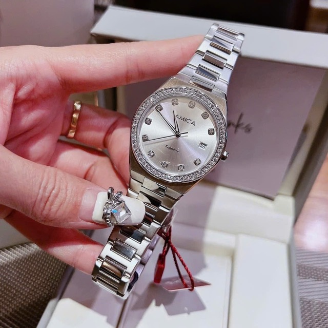 Đồng hồ nữ dây thép Amica Quartz A071 Silver White Dial 33mm