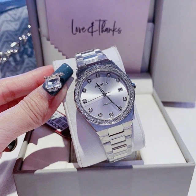 Đồng hồ nữ dây thép Amica Quartz A071 Silver White Dial 33mm - Ảnh 3