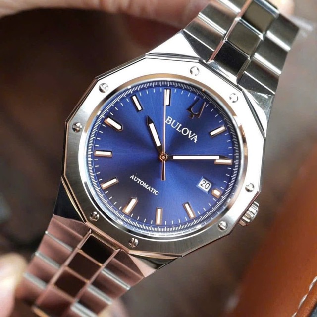 Đồng hồ nam dây thép Bulova Automatic Octagon Trendy Mechanical 96B463