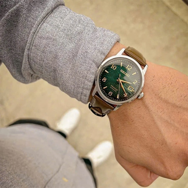 Đồng hồ nam dây da Seiko Automatic Presage Cocktail Mojito Guilloche Style Pattern SRPE45J1 SARY167 - Ảnh 4