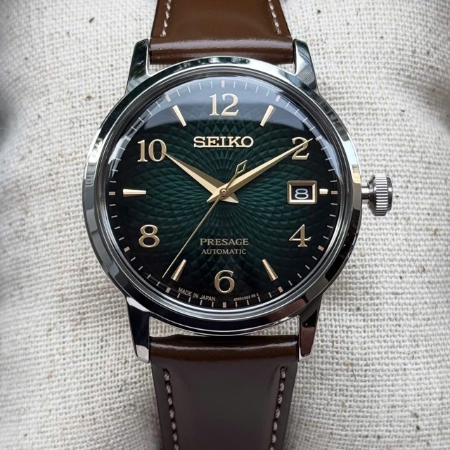 Đồng hồ nam dây da Seiko Automatic Presage Cocktail Mojito Guilloche Style Pattern SRPE45J1 SARY167 - Ảnh 3