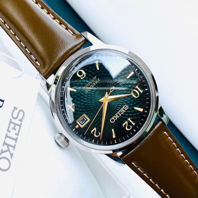 Đồng hồ nam dây da Seiko Automatic Presage Cocktail Mojito Guilloche Style Pattern SRPE45J1 SARY167 - Ảnh 5
