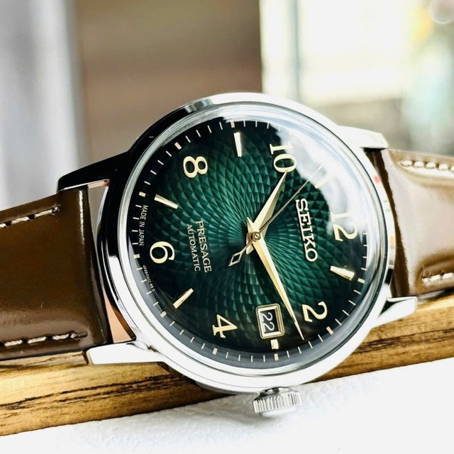 Đồng hồ nam dây da Seiko Automatic Presage Cocktail Mojito Guilloche Style Pattern SRPE45J1 SARY167 - Ảnh 6