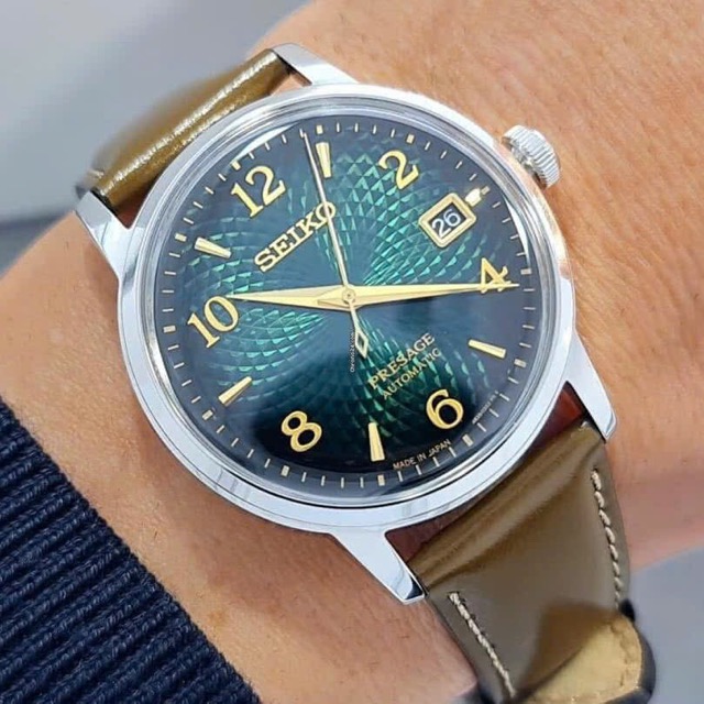 Đồng hồ nam dây da Seiko Automatic Presage Cocktail Mojito Guilloche Style Pattern SRPE45J1 SARY167 - Ảnh 7
