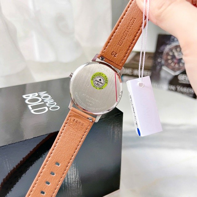 Đồng hồ nam dây da Movado Bold Quartz Grey Dial Brown Leather Strap 3640100 - Ảnh 5