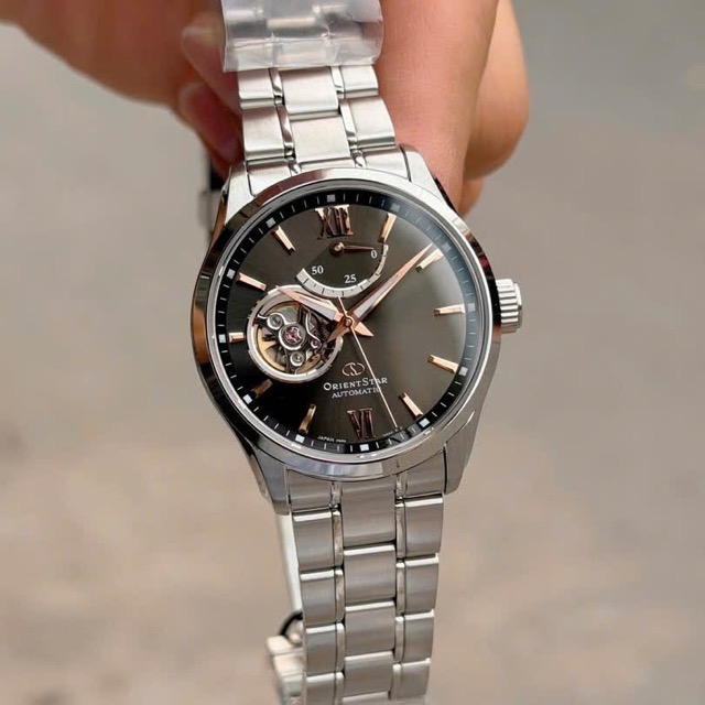 Đồng hồ nam dây da Orient Star Automatic Semi Skeleton Open Heart RK-AT0009N - Ảnh 2