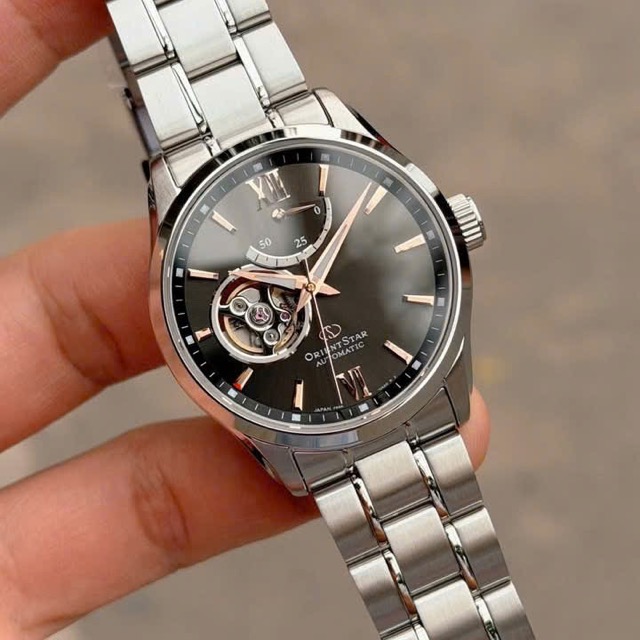 Đồng hồ nam dây da Orient Star Automatic Semi Skeleton Open Heart RK-AT0009N - Ảnh 4