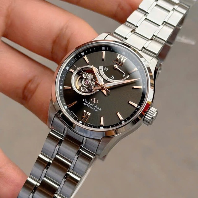 Đồng hồ nam dây da Orient Star Automatic Semi Skeleton Open Heart RK-AT0009N - Ảnh 5