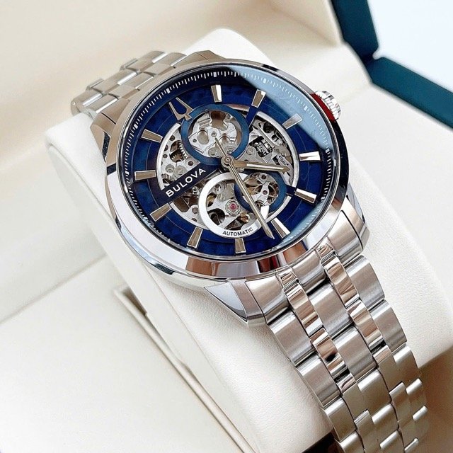 Đồng hồ nam dây thép Bulova Sutton Automatic Skeleton 96A331 - Ảnh 2