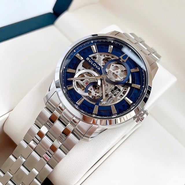 Đồng hồ nam dây thép Bulova Sutton Automatic Skeleton 96A331 - Ảnh 4