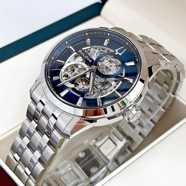 Đồng hồ nam dây thép Bulova Sutton Automatic Skeleton 96A331 - Ảnh 6