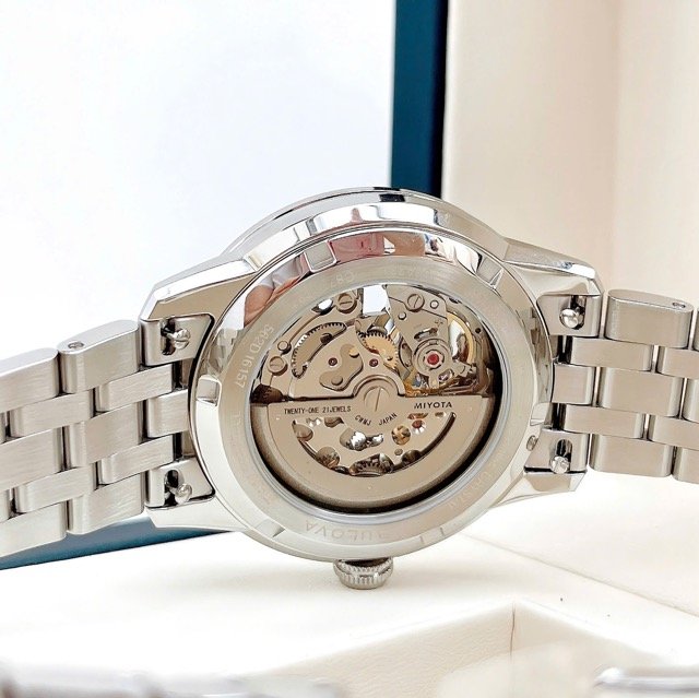 Đồng hồ nam dây thép Bulova Sutton Automatic Skeleton 96A331 - Ảnh 8