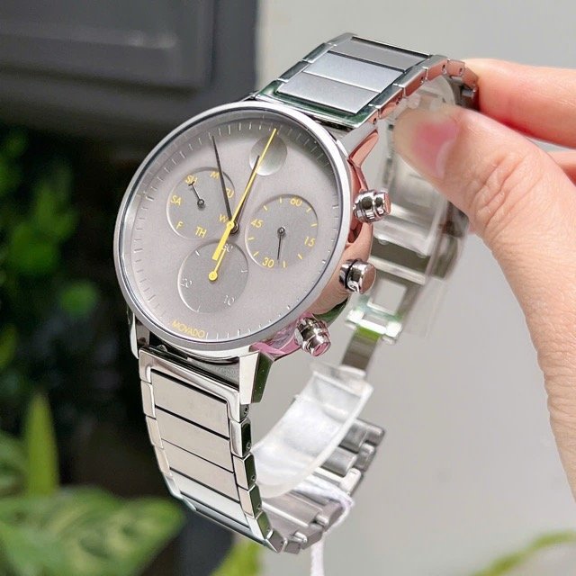 Đồng hồ nam dây thép Movado Quartz Grey 3640040 - Ảnh 4