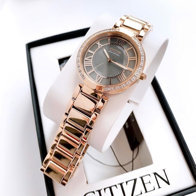 Đồng hồ nữ dây thép Citizen D'Orsay Eco Drive Rose Gold Genuine Diamond EM0103-57X - Ảnh 5