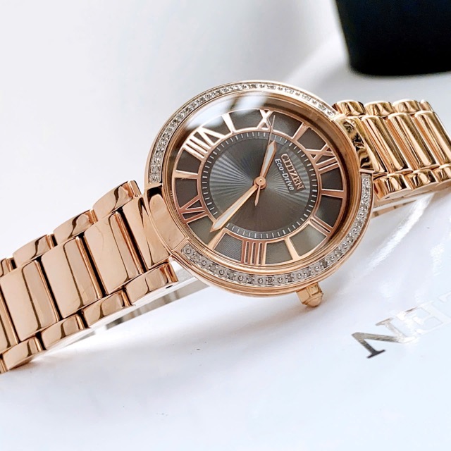 Đồng hồ nữ dây thép Citizen D'Orsay Eco Drive Rose Gold Genuine Diamond EM0103-57X - Ảnh 6